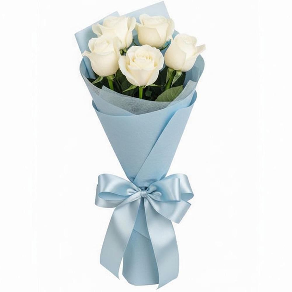 Букет 5 Белых роз Проуд в Усть-Бузулукской
