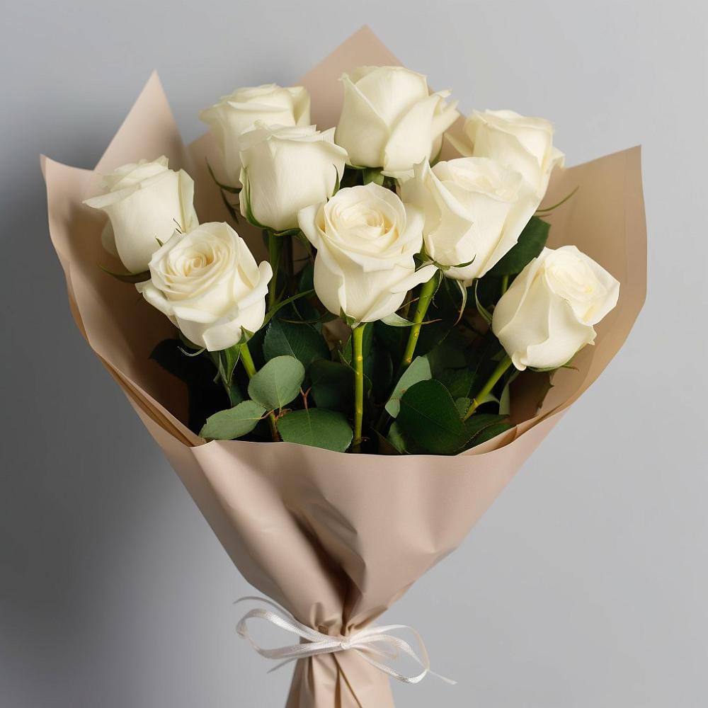 Букет 9 Белых роз Эдлесс Лав в Усть-Бузулукской