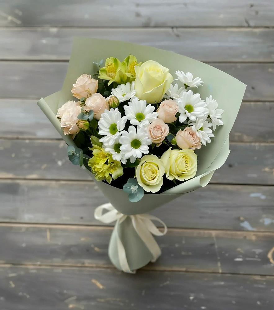 Букет цветов из: Альстромерии, Розы и Хризантемы в Усть-Бузулукской