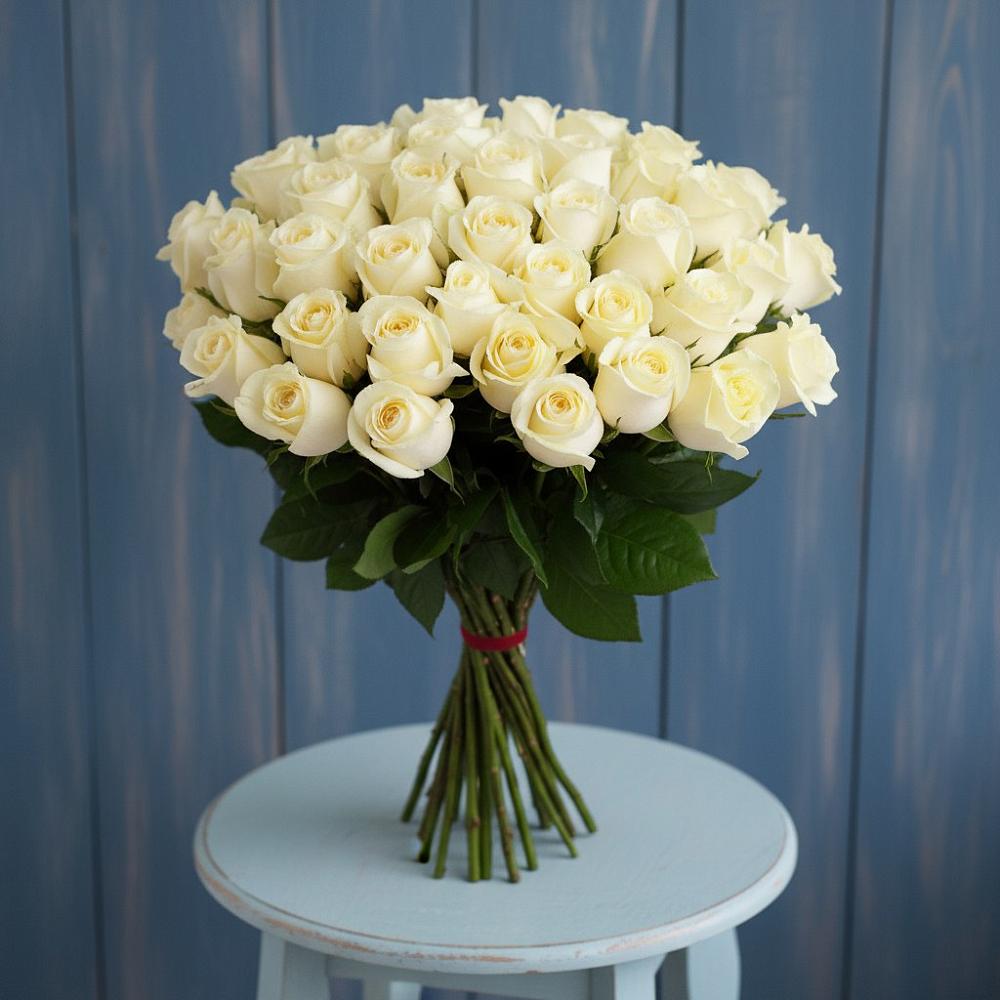 Букет 51 Белая роза Эдлесс Лав в Усть-Бузулукской
