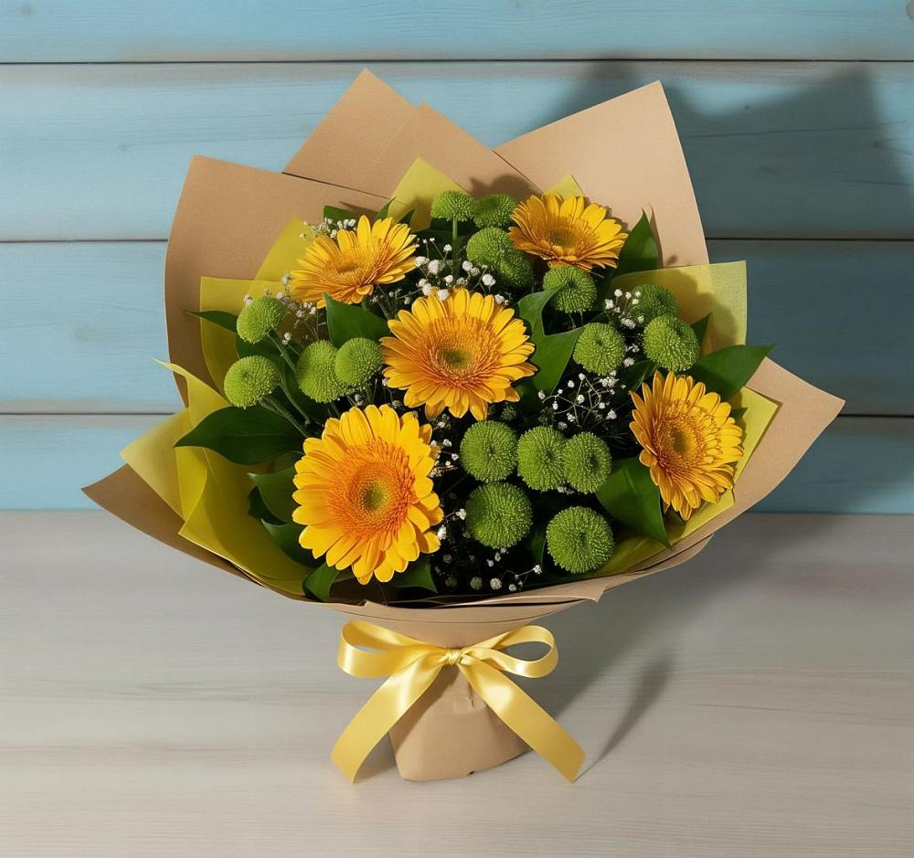 Букет цветов из: Герберы и Хризантемы в Усть-Бузулукской