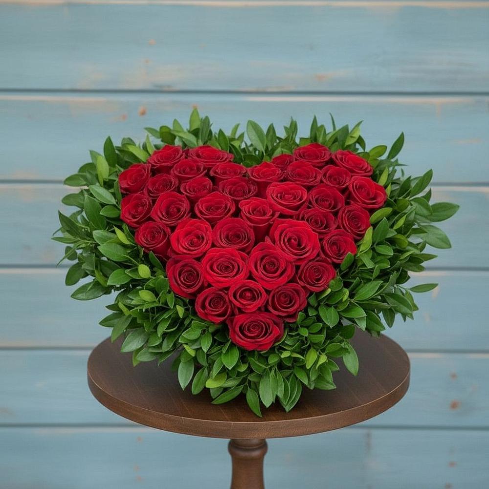 Цветочная композиция из Розы в виде сердца в Усть-Бузулукской