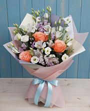 Букет цветов из:  Лизиантусы, Розы, Альстромерии и Гипсофила #REPLACE_PRED# Усть-Бузулукской