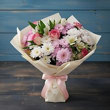 Букет цветов из:  Хризантемы, Альстромерии и Розы #REPLACE_PRED# Усть-Бузулукской