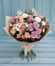 Букет цветов из:  Хризантемы, Розы и Альстромерии в Усть-Бузулукской