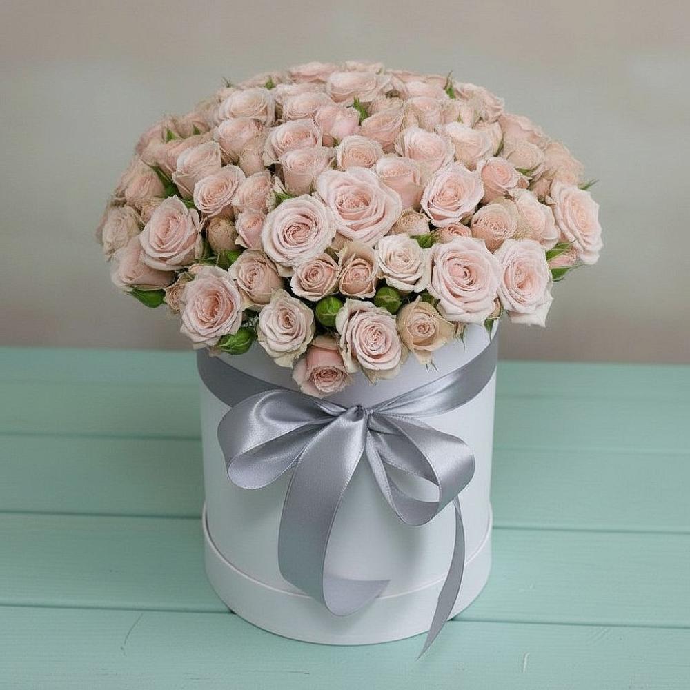 Цветочная композиция из Розы в шляпной коробке в Усть-Бузулукской